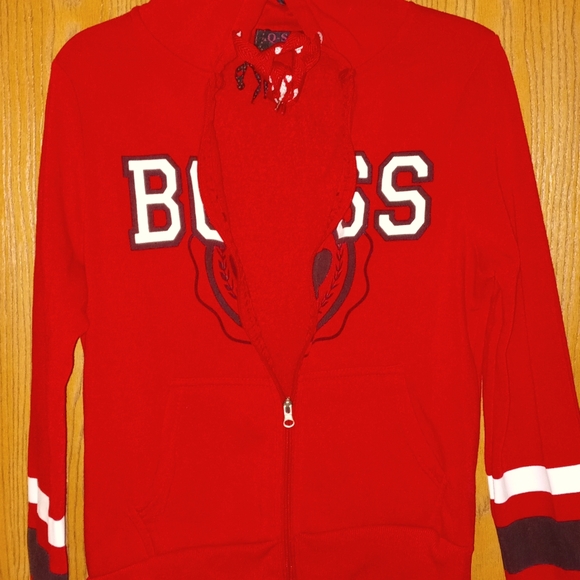 ReD/white/black "BOSS🖤" drawstring HOODIE & SWEATPANTS by: AQ SPORT Size: L - Picture 5 of 12